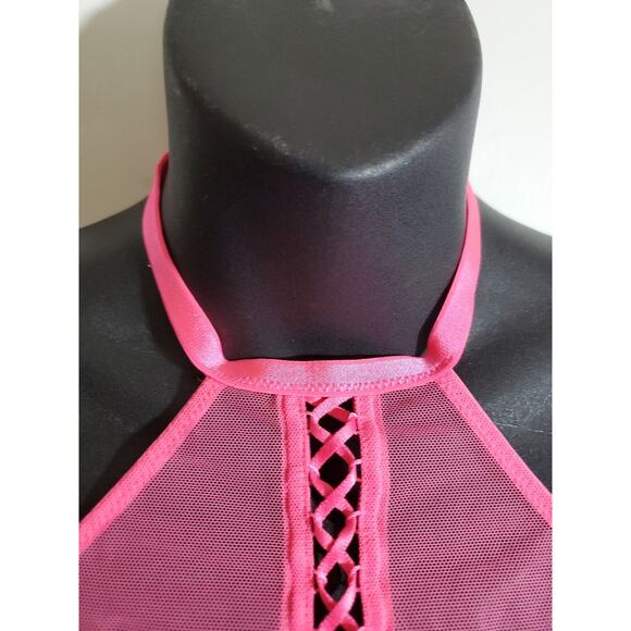 Victoria's Secret Very Sexy Iridescent Pink Halter Chantilly Lace Bralette Small - Picture 2 of 9
